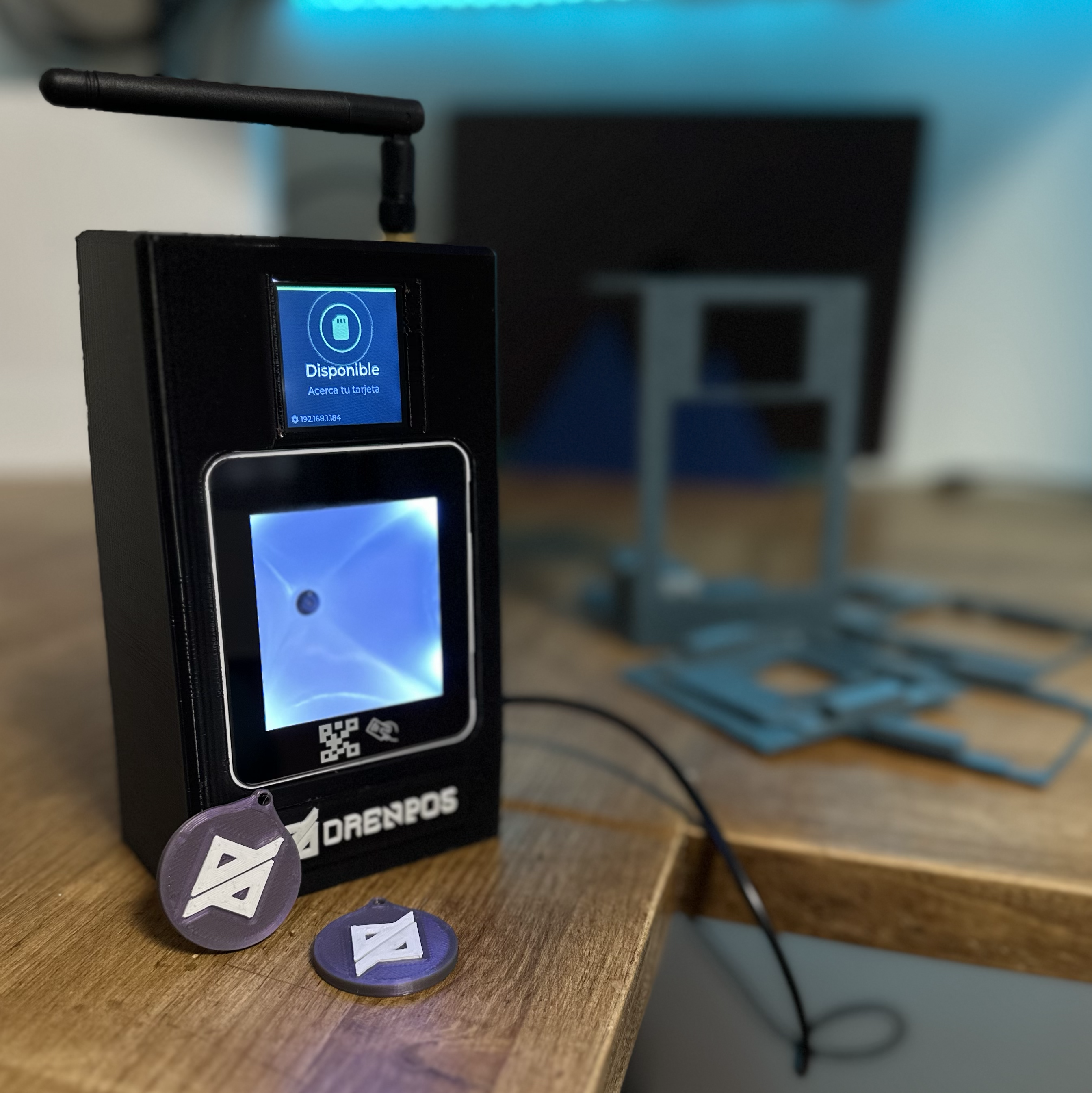 Dispositivo lector RFID de fichaje de Drenpos para control horario